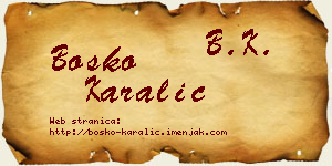Boško Karalić vizit kartica